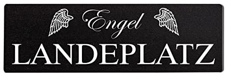 Deko Shabby Chic Schild Engel Landeplatz in schwarz Vintage Holz Türschild zum kleben