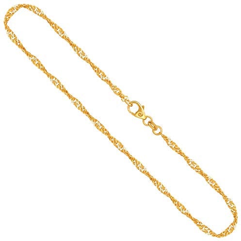 EDELIND Goldkette 333 Gelbgold 2,4mm für Damen Herren - Singapurkette Halskette 8 Karat Gold Länge 60cm - Goldschmuck mit Schmuck Geschenk Box Made in Germany
