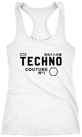 Neverless Tank-Top Techno Logo Schrift Damen Racerback weiß M