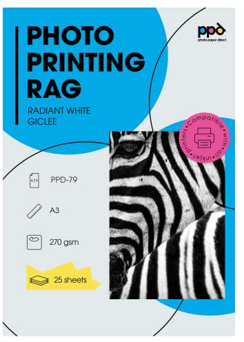 PPD 25xA3 Inkjet FineArt Photo Printing Rag 270g Fotopapier, Matt mit leichter Struktur PPD-79-25