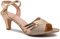 Womens Ladies Low Heel Party Sandals Strappy Wedding Bridesmaid Shoes Size New Rose Gold Metallic