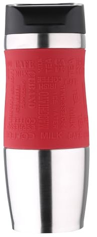 BERGNER Travel | Thermosflasche 400 ml mit Abnehmbarem Deckel | Aus Edelstahl | Doppelte Isolierwand zur Temperaturerhaltung | Tropfsicherer Verschluss | Farbe Rot