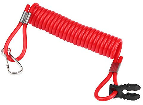 Qiilu Cable Enrollado para candado de Moto Barco de motor fuera de borda de seguridad matan a cambiar tecla Rojo