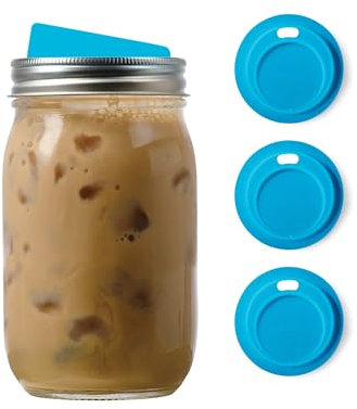 Jarware Blue 82671 Lot de 4 couvercles pour boisson