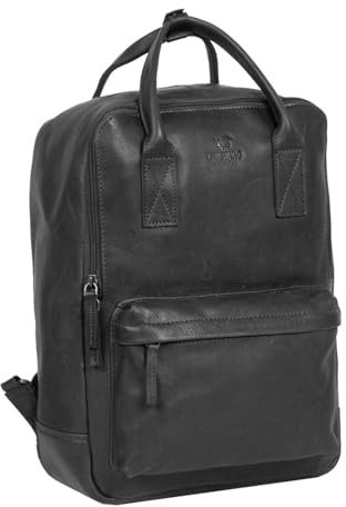 MUSTANG Leder Rucksack Freizeitrucksack mit Laptopfach Catania Backpack Black schwarz