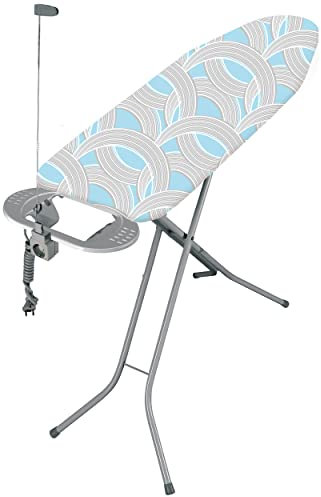 Tabla de Planchar con Mangas, Tabla de Planchar 205, con Estante, Incluye Tabla de Planchar para Mangas, Metal pulverizado, 145 x 59-95 x 38 cm, Antena en Cable, Color Plateado