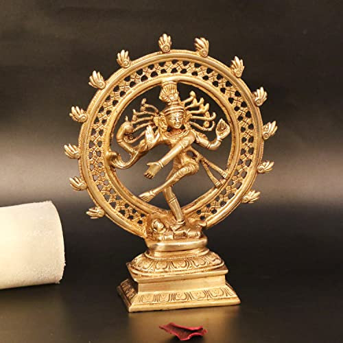 Artvarko Antike Shiva-Nataraja-Statue aus Messing, Hindu, religiös, Nataraj, tanzendes Schaustück, Idol, Zuhause, Tempel, Pooja, Geschenk, Dekoration, 24,1 cm