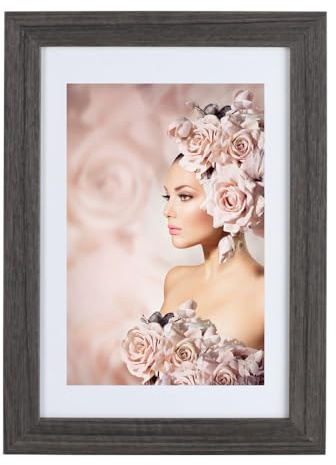 IDEAL TREND Bilderrahmen Holz Rahmen Plexi Acryl Collage Wanddeko Poster quadratisch S215: Farbe: Grau | Format: 50x50