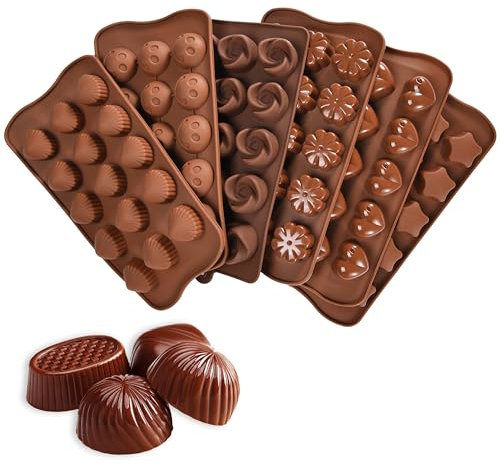 Kitchtic Silicone Non-stick Molds for Chocolate, Candy, Cookie and Mini Cake - Easy To Use And Clean Candy Molds - 6pcs set with unique designs - Mold for Baking Dessert and Oreo Cookies