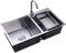 Fregadero de cocina empotrable doble de acero inoxidable con drenaje, empotrable, 78 x 43 x 21 cm