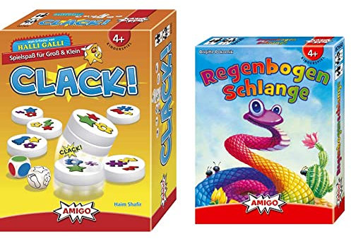 Amigo 02765 - Clack!, 17,1 x 12,8 x 5,6cm & Spiele 9920 - Regenbogenschlange