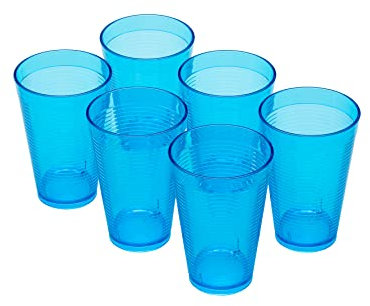 Omada Design - Juego de 6 vasos de cóctel y bebidas, 400 ml, apilables, irrompibles, de plástico para uso al aire libre, línea Samba