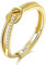 JeweBella 925 Sterling Silber Ringe für Damen Eleganter Liebesknoten Ring Verstellbare Fingerring Trauringe Verlobungsring Eheringe Zirkonia Damen Ring Silber/Gold/Roségold