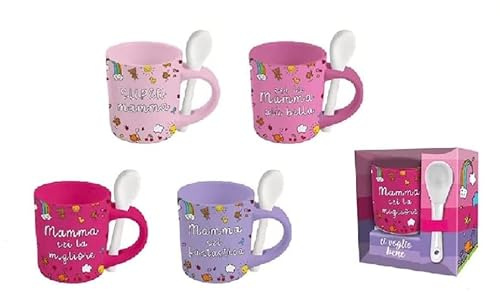 Selezione Cartoleria Varzi Dal 1956 Tazzina Caffè Con Cucchiaino Frasi Festa Della Mamma Colori Assortiti