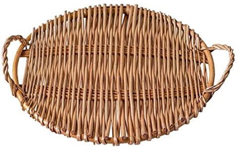 Rattan Bed Trays For Eating With Storage - Serve Meals In Style Hand-Woven Round And Rectangle Serving Trays, Perfect Breakfast, Dinner Coffee, Featuring Handles Easy Transport Home Decor Functionalit
