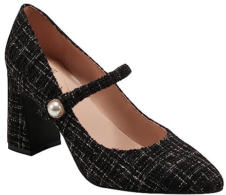Bandolino Damen Kirsten Pumps, Schwarz-Weiß-Tweed, 39 EU