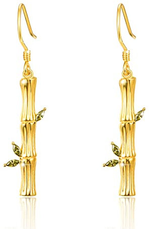 18K vergoldet bar Haken Ohrringe Bambus bar Ohrringe für Frauen einfach kleine baumeln Tropfen Ohrringe 925 Sterling Silber Ohrringe Schmuck Geschenke für Frauen Mädchen Schwestern