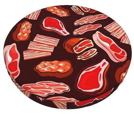 TEMKIN Bacon Pattern Barhocker Kissen Weich Samt Gepolstert Rund Hocker Bezug 12-14 Zoll Samt