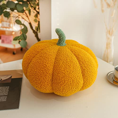 LOMTRATS Dekoratives Kürbis-Wurfkissen für Halloween oder Thanksgiving, Plüsch-Kürbis-förmiges Kissen für Party, Heimdekoration, Kürbiskissen, Kugelkissen, Kissen (gelb, 30 cm)