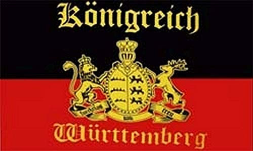 Fahne Flagge Württemberg Königreich mit Schrift - 90 x 150 cm Fahnen Sturmflagge zwei Karabinerhaken Flaggen