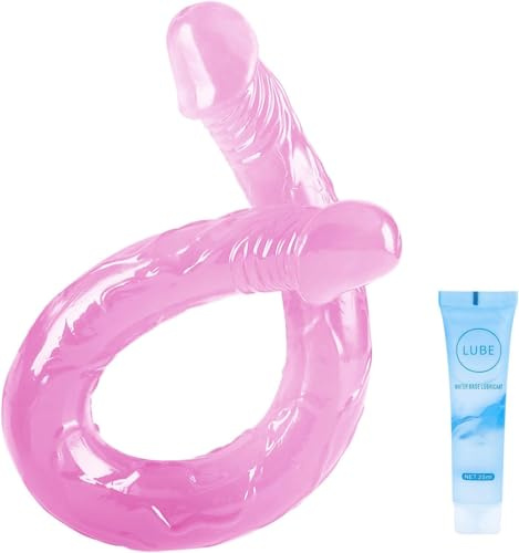 Lover Luxe Double-Ended Dildo Waterproof Jelly Double Dongs Realistic Dildo Penis Cock Anal Butt Plug Massager G-Spot Stimulation Orgasmic Adult Sex Toys for Women Men - XL Pink