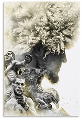 RAAMKA Leinwand Malerei Bild Senza Cornice Combattente leggero Khabib Nurmagomedov Boxing Fighter HD Poster Decorazione Soggiorno Camera da letto Pittura 30x50cm
