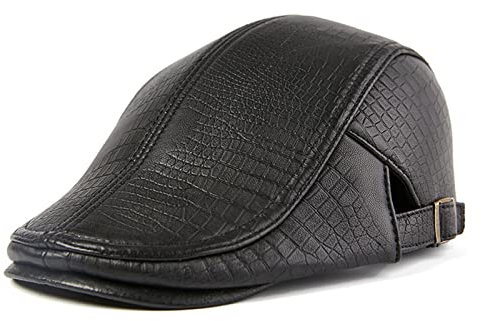 Lederhüte für Herren und Damen Echtes leder schwarze hut männer flachkappe echte beret hut split ring herbst männlich einstellbar gatsby baset caps Warmes und süßes Geschenk ( Color : Crocodile grain