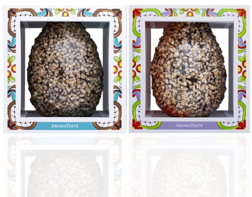 Uova di Pasqua Artigianali | Cioccolato Fondente 52% e Cioccolato Extra Fondente 75% | Nocciole di Giffoni | Confezione Regalo | 2x300g