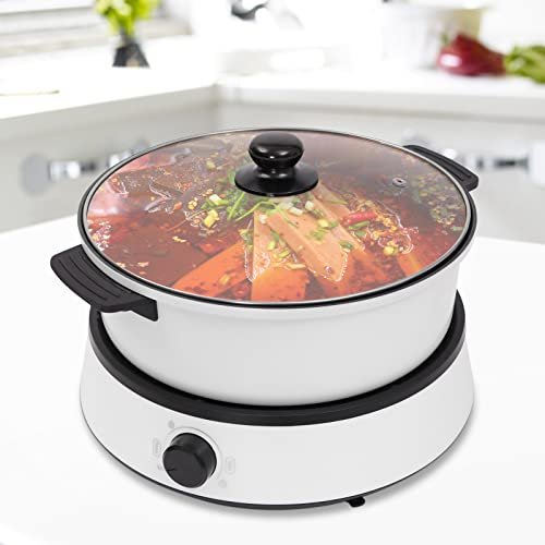 VonVVer Portable Electric Hot Pot 4L Non-Stick - Shabu Shabu Hot Pot 1350W Separate Multifunctional Electric BBQ Grill Pot for 2-5 People Electric Cooker Pan with Lid RV Tavel Camping Garden Party