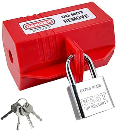90 * 51 * 51 MM Presa Chiudibile con Lucchetto, Colore Rossastro Serratura a Spina per Connettore, Con Lucchetto Sistemi di Blocco per Delle Prese Elettriche (1)