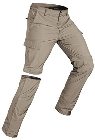 Wespornow Wanderhose-Herren-Zip-Off-Cargohose-Outdoor-Hosen-Abnehmbar-Trekkinghose, Atmungsaktiv Outdoorhose Schnell Trockend Sommer Softshellhose Funktionshose mit 5 Taschen (Taupe, XL)