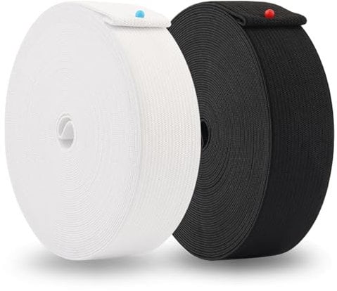 2 Rouleaux Bande Elastique Couture, Ruban Elastique Couture 30mm X10 M, Couture D'élastiques Noir et Blanc, Bandes Élastique pour Jupe de Pantalon, Elastique Large pour Couture et Bricolage