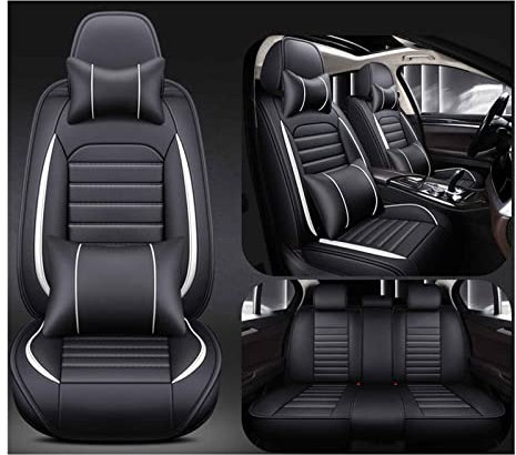 EKEGUY Auto Sitzbezüge 5 Sitze für FIAT Tipo (Type 358/357/356) Aegea 2015-, Leder Wasserdicht Universal Verschleißfest Innenraum Schonbezüge Sitzschoner Vorne Und Hinten(Color:White)