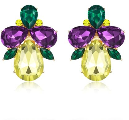 EVER FAITH Orecchini a perno in cristallo di strass Art Deco per banchetti e balli con goccia luccicanti marchese da donna con zaffiro, Cristallo