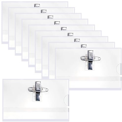 Badge nome, confezione da 10 (con spilla e clip), etichette impermeabili etichette per abbigliamento etichette per persone in riunione per sala riunioni ufficio scolastico (9 * 5,6 cm)