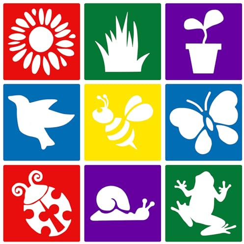 JSRQT 9 Stück Malerei Schablonen für Kinder, Farbe Malschablonen Drawing Painting Template Set,Wiederverwendbar Tiermalerei Schablone,Zeichenschablonen für Kinder Zeichnen