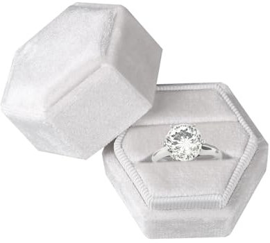 DONGKER Ringschachtel, 1 Stuck Samt Ringbox, Doppelschlitze Sechseck Ringetui für Vorschlag Verlobung Hochzeit Zeremonie Valentinstag(Ring nicht enthalten)