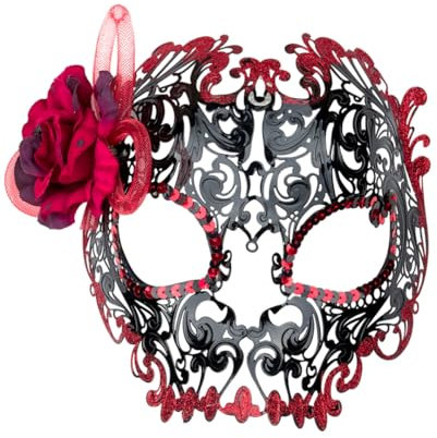 Horror-Shop Dia De Los Muertos Demi-Masque avec Rose
