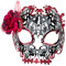 Horror-Shop Day of The Dead Totenkopf Halbmaske mit Rose