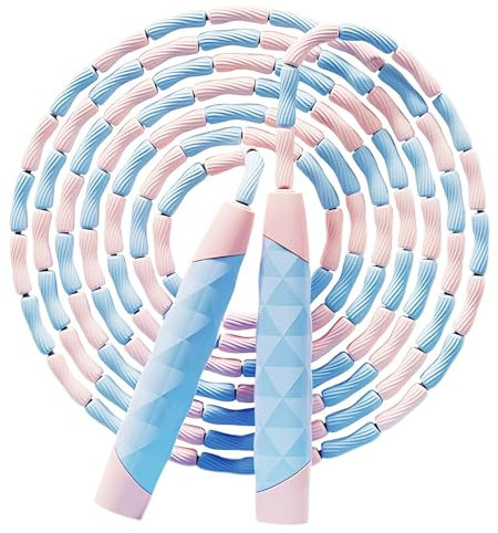 2.6m Corde a Sauter Sport Réglable, Corde à Sauter Jump Rope Sans Enchevêtrement, Corde à Sauter avec Perles Douces pour Débutants, Adultes (Bleu)