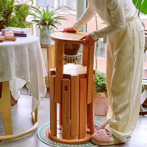 4-in-1 Esszimmerstühle, stapelbarer Hocker im 4er-Set, moderner Bauernhaus-Beistelltisch, einteiliger Doppelnutzungs-stapelbarer Hocker, platzsparend, abnehmbares Design, geeignet für Zuhause, Büro(Wo