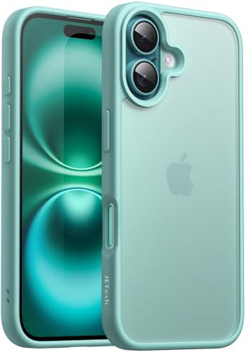 JETech Matte Case for iPhone 16 6.1-Inch, Shockproof Military Grade Drop Protection, Frosted Translucent Back Phone Cover, Anti-Fingerprint (Teal)