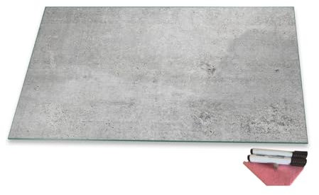 Glas-Magnettafel Memoboard Glastafel 90 cm Beton Grau Pinnwand Wand Wand Zubehör Whiteboard Küche Office Büro Magnet Glassboard Magnetische Tafel