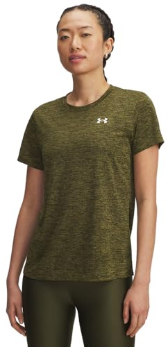 Under Armour Damen Tech Twist Short Sleeve Crew, (308) Expedition grün/weiß, Mittel
