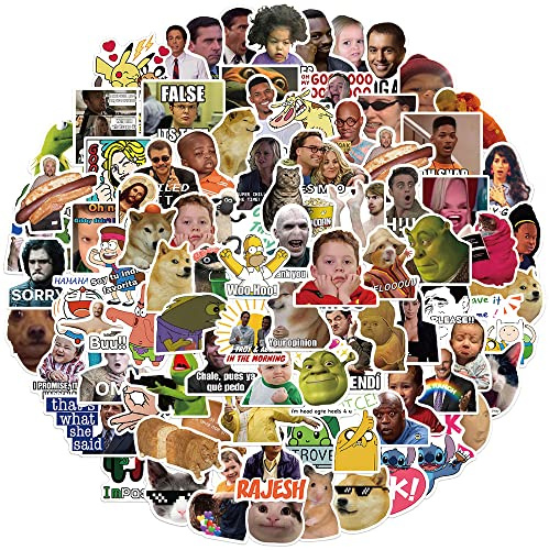100 Pcs Funny Expression Pack Stickers for Kids, Teens, Adults - Meme Stickers for Laptop, Water Bottles, Bicycle, Skateboard, Computer - Waterproof Vinyl for Wall, Graffiti Pack