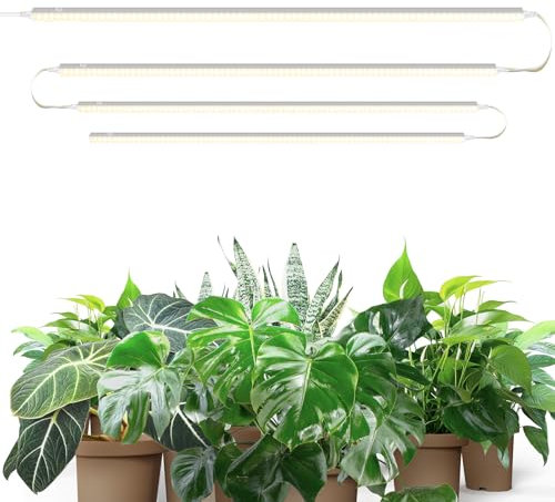 Barrina T5 3FT LED Grow Lights for Indoor Plants, Yellow Full Spectrum Plant Lamps, 64W(4 x 16W), Linkable LED Grow Light Bulbs, Greenhouse, Plug and Play, 4 Packs