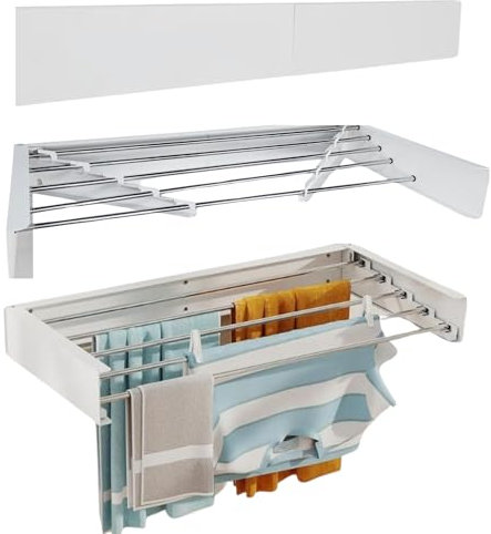 Hyfive Edelstahl Wäscheständer, Wandmontage, Platzsparend, Indoor, Rostbeständig, Ideal für Bekleidung