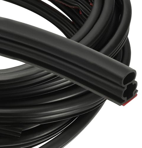 PATIKIL 40 Ft D Shape Rubber Seal Strip, 2/5 W x 1/2 T Self-Adhesive Extra Thick Rubber Door Weather Stripping for Large Gaps, Door Frame, Window Insulation, Soundproof, Black/Red