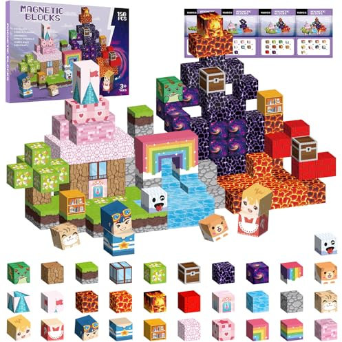 Crifeton Magnetische Bausteine 150 PCS 2CM Magnetbausteine für Kinder ab 3 Jahre Magnetic Blocks, Montessori Spielzeug Magnete Kinder, Magnetische Bauwelt Geburtstag Geschenk ab 3 4 5 6 7 8 9 10 11