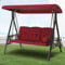 UNIONLINE 3 Seater Garden Swing Chair, Outdoor Swing Chairs Thick Padded Seat with Adjustable Tilting Canopy,Hammock Chair Bench Side Tables Cup Trays For Garden/Balcony/Terrace/Patio(Red)